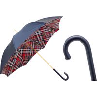 Luksusowy Włoski Parasol Navy Kwiaty Skórzana Rękojeść Handmade Prezent