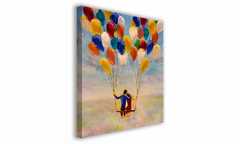 OBRAZ NA PŁÓTNIE 078 Para na balonach 40x40cm zdjęcie 1