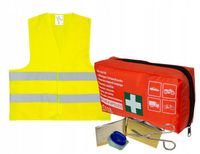 ZESTAW APTECZKA DIN 13164 KAMIZELKA L CE TUV SAMOCHODOWA NYLON KOC USTNIK