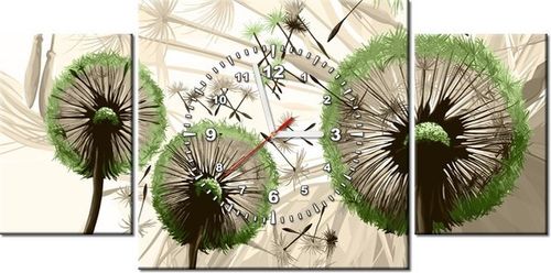 60CM 40CM ZEGAR OBRAZ DMUCHAWCE ZIELENI DRUK PŁÓTNO RAMA na Arena.pl