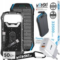 INDUKCYJNY POWERBANK Z PANELEM SOLARNYM MOCNY PANCERNY WODOODPORNY 33500mAh