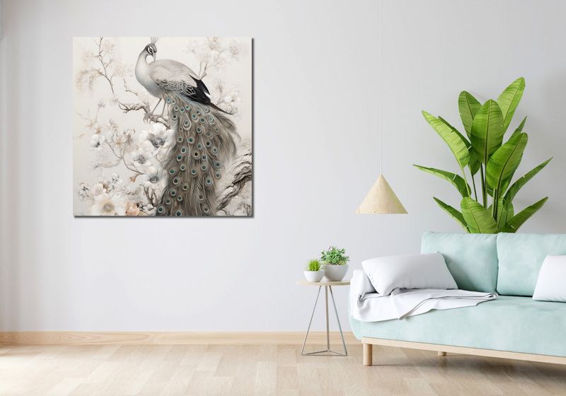 Obraz 100x100cm Pawia Gracja zdjęcie 2