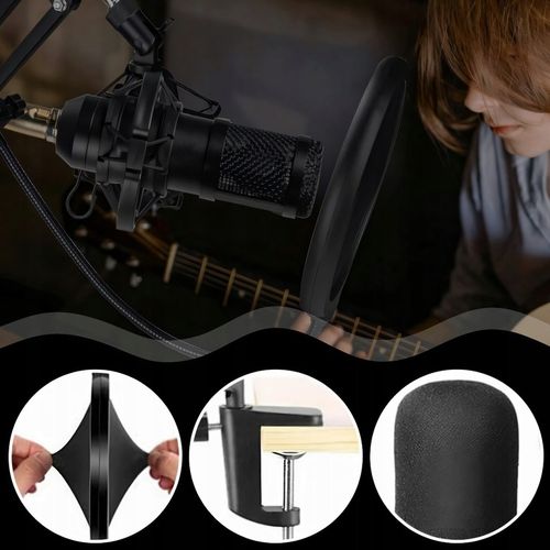 MIKROFON STUDYJNY USB JACK POJEMNOŚCIOWY GAMINGOWY ZESTAW POP FILTR STATYW na Arena.pl