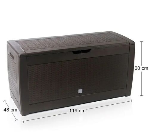 SKRZYNIA OGRODOWA SCHOWEK NA TARAS BALKON POJEMNIK 310L BRĄZ PRODUKT POLSKA na Arena.pl