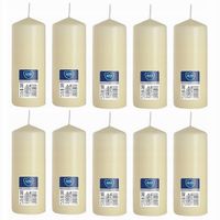 ZESTAW 10 ŚWIEC STOŁOWYCH WALEC KLASYCZNA ŚWIECZKA 15cm 48h ECRU