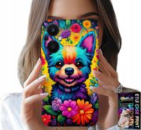 ETUI DO OPPO RENO8 LITE 5G - KWIACISTE WZORY PIESEK PIES JORK PLECKI