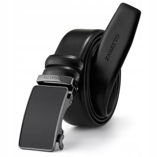 Pasek skórzany męski CZARNY automatyczny SZEROKI skóra naturalna na Arena.pl