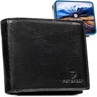 poziomy portfel męski ze skóry naturalnej w czarnym kolorze