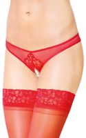 erotyczne stringi koronkowe z cyrkoniami softline czerwone s/m