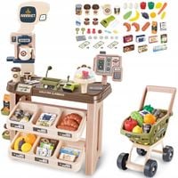 2X SUPERMARKET SKLEP DLA DZIECI WÓZEK SKLEPOWY KASA FISKALNA SKANER MATADI