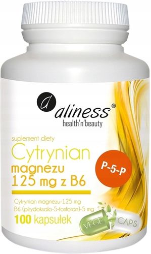 Cytrynian MAGNEZU i WITAMINA B6 P-5-P Aliness 100kaps. Skurcze mięśni Mózg na Arena.pl