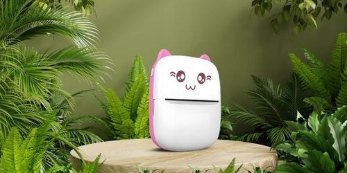 Drukarka Termiczna Mini Kot 11 Rolek do Zdjęć Notatek Przenośna dla Dzieci na Arena.pl