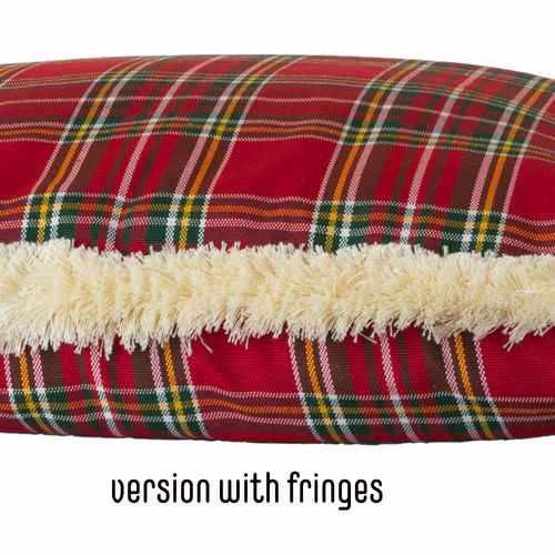 Poszewka Świąteczna Poduszka z Czerwonej Kraty z frędzlami 40x40 na Arena.pl