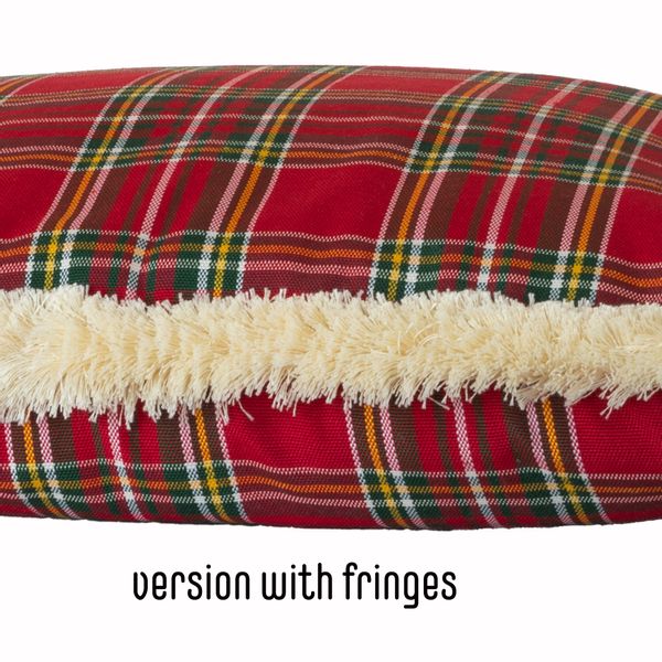 Poszewka Świąteczna Poduszka z Czerwonej Kraty z frędzlami 40x40 zdjęcie 2