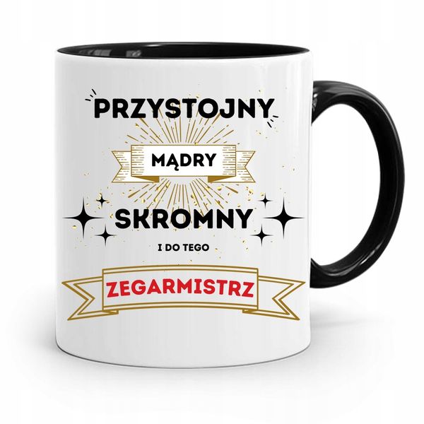 Kubek Czarny Dla Zegarmistrza Przystojny I Skromny Z Nadrukiem Ze Zdjęciem zdjęcie 1