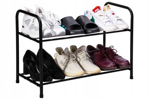 PÓŁKA STOJAK REGAŁ SZAFKA NA BUTY OBUWIE METALOWY CZARNY 2 PÓŁKI na Arena.pl