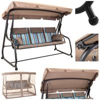 huśtawka ogrodowa 3 osobowa z moskitierą bujana z daszkiem duża metalowa