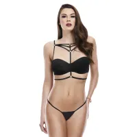 baci biustonosz z geometrycznymi paskami czarny uniwersalny