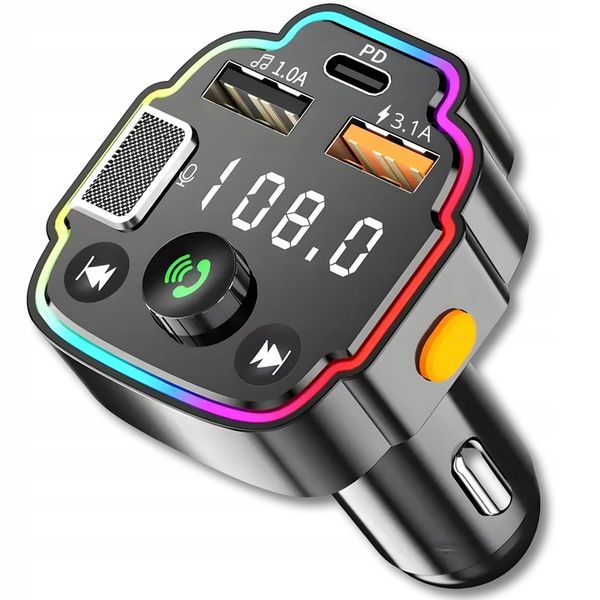 TRANSMITER SAMOCHODOWY BLUETOOTH FM 2X USB TRANSMITER WIELOFUNKCYJNY zdjęcie 1