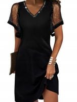 Elegancka sukienka ołówkowa wizytowa błyszcząca z ozdobami