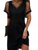 Elegancka sukienka ołówkowa wizytowa błyszcząca z ozdobami