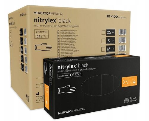 rękawice nitrylowe 100 sztuk / czarne / rozmiar: 6 - xs /  - 10 szt. na Arena.pl