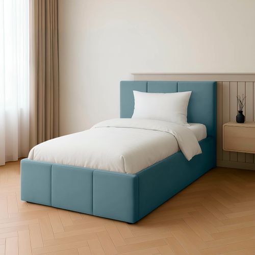 ŁÓŻKO POJEDYNCZE 90x200cm ŁÓŻKO TAPICEROWANE Z POJEMNIKIEM MORSKIE na Arena.pl