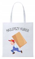 Dla Kuriera Dostawcy Torba Eco Biała Shopper Z Nadrukiem Ze Zdjęciem