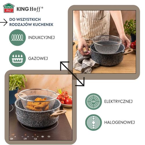 garnek marmurowy z koszem do smażenia kinghoff kh-1985 4l na Arena.pl