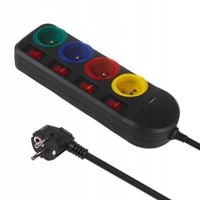 Listwa zasilająca Maclean MCE508 B przedłużacz 4 gniazda + USB A / C, z włą