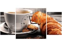 80X40CM ZEGAR ZEGAR ŚCIENNY GORĄCA KAWA CROISSANT OBRAZ