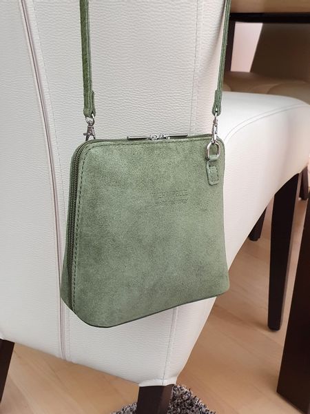 VERA PELLE torebka damska zamszowa listonoszka z paskiem V452 pomarańczowa zdjęcie 3