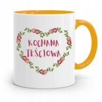 Kubek Żółty Teściowej Mamy Kochana Tesciowa Z Nadrukiem Ze Zdjęciem