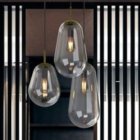 Skandynawska lampa wisząca Pear 7794 szklana nad stół przezroczysta