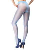 Kuszące błękitne rajstopy z dziurką L/XL