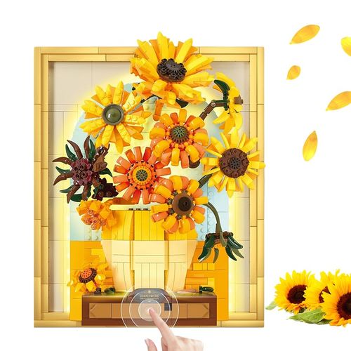 KLOCKI CREATIVE OBRAZ SŁONECZNIKI VAN GOGH PUZLE 3D ZESTAW 1166EL. Z LED na Arena.pl