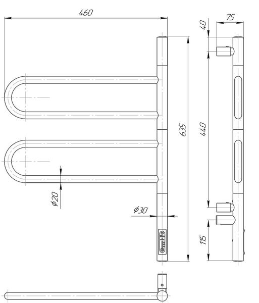 ELNA Grzejnik łazienkowy elektryczny Fluger 2 Chrome ruchome elementy zdjęcie 4