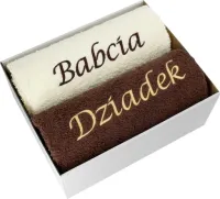 PREZENT DLA BABCI I DZIADKA ZESTAW DWÓCH RĘCZNIKÓW Z HAFTEM BABCIA DZIADEK