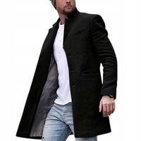Męski krótki płaszcz jednorzędowy jesienno-zimowy czarny elegancki