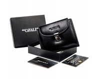 Sredni skorzany portfel damski na zatrzask