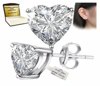 KOLCZYKI SREBRNE 925 SERCA CYRKONIE SWAROVSKI NA SZTYFT WKRĘTKI + GRAWER