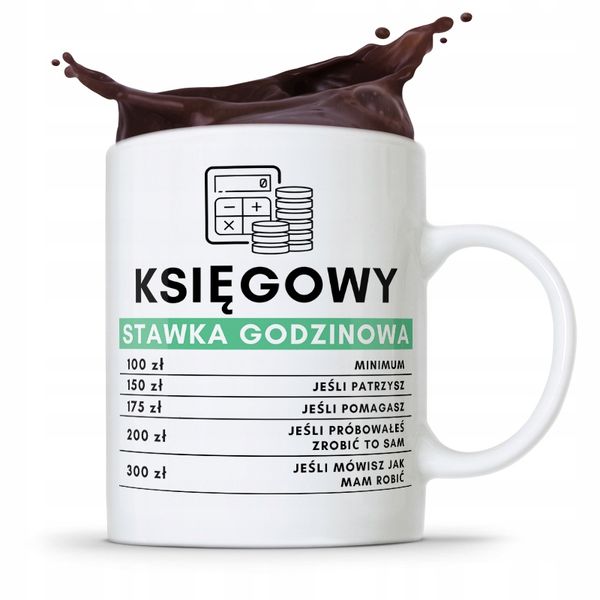 Kubek Księgowej Księgowego Stawka Godzinowa Z Nadrukiem Ze Zdjęciem zdjęcie 1