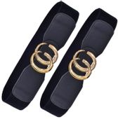 Pasek szeroki klamra CC Damski do sukienki czarny H25