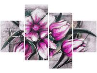 120CM 80CM ZEGAR 4 ELEM KOMPOZYCJA TULIPANÓW OBRAZ ŚCIENNY