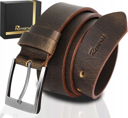 Szeroki skórzany pasek męski do JEANSÓW REVERSE SKÓRA NATURALNA LICOWA 100 na Arena.pl