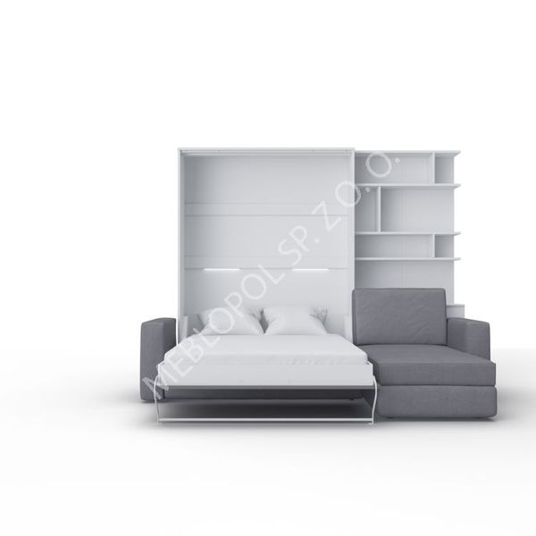 Półkotapczan MEBLOPOL 140V pionowy z narożnikiem biały/szary połysk z LED zdjęcie 2