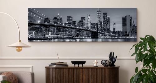 Obraz Panoramiczny NOWY YORK Nocą Brooklyn Bridge Miasto 145cm x 45cm na Arena.pl