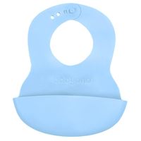 BABYONO Miękki śliniak z regulowanym zapięciem i kieszonką baby blue