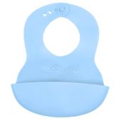 BABYONO Miękki śliniak z regulowanym zapięciem i kieszonką baby blue