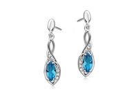 RODOWANE SREBRNE PODŁUŻNE KOLCZYKI BŁĘKIT CYRKONIE